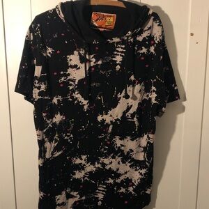 Rolling Paper Brand Black and White Splatter Hoodie T-Shirt XL grunge skater